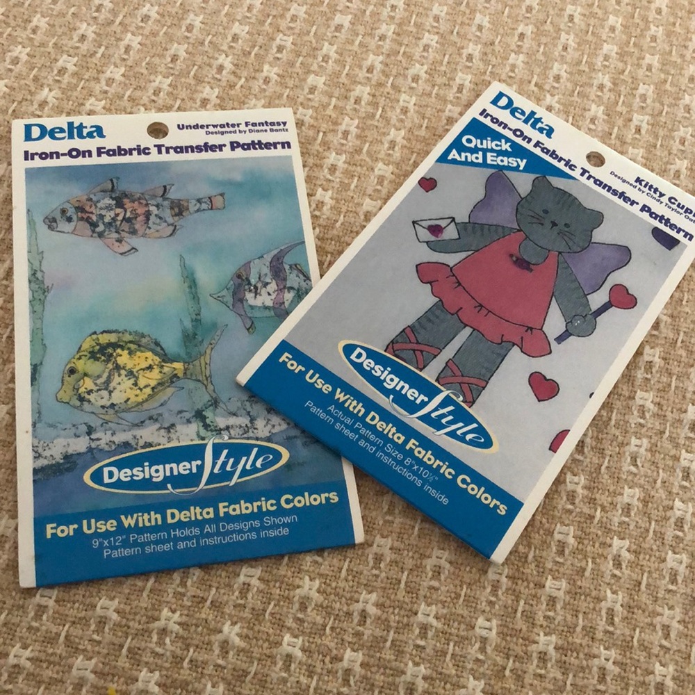 2-NWT Iron On Fabric Transfer Patterns -Kitty Cupid & Underwater Fantasy